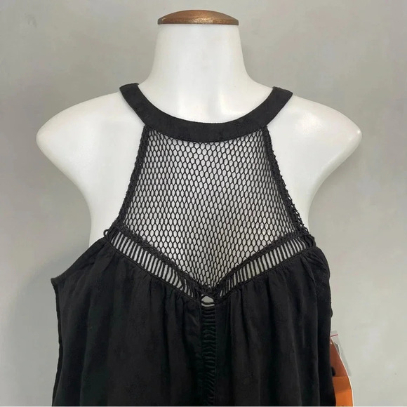 NWT Rip Curl Women's Black Karma Mesh Sleeveless Ladder Stitch Mini Dress Sz XL - Picture 3 of 12
